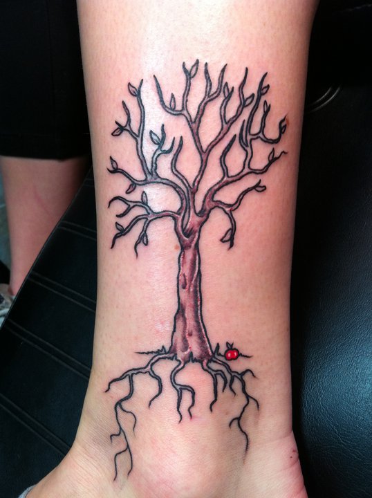 Simple apple tree tattoo