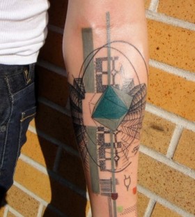 Simple arm's architecture tattoo
