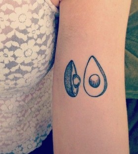 Simple avocado black fruit tattoo
