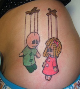 Simple coloured puppets tattoo
