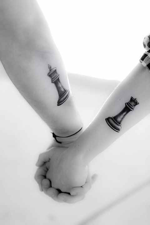 Simple couple chess tattoo
