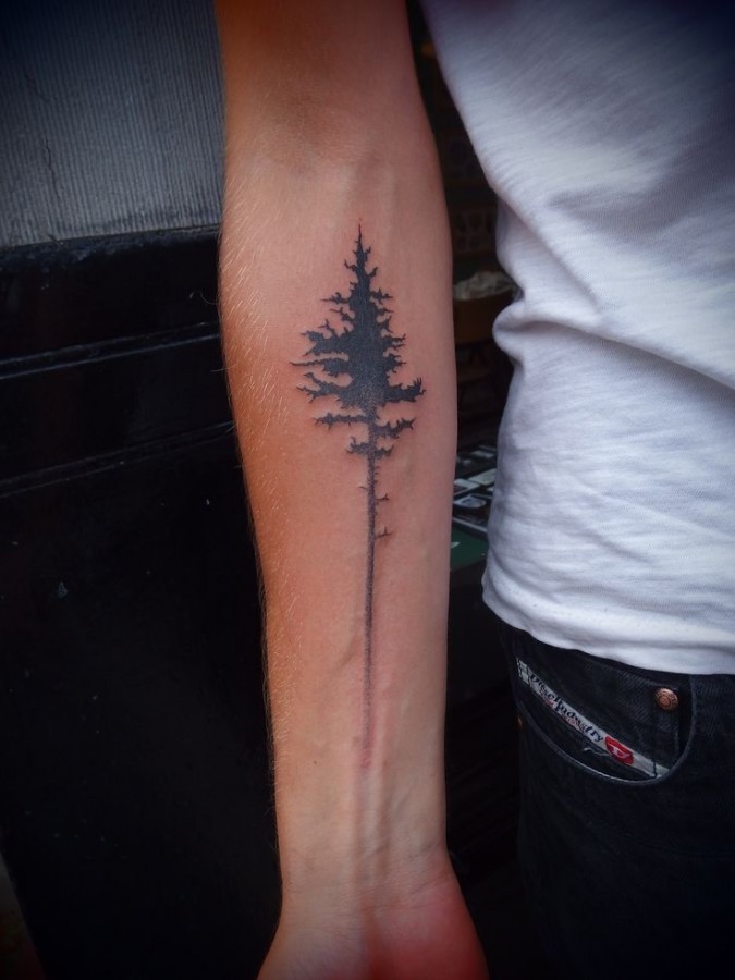 Simple pine tree tattoo