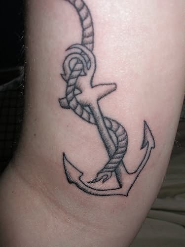 Simple rope and anchor tattoo