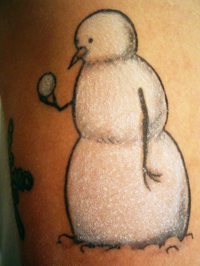 Simple sad snowman tattoo