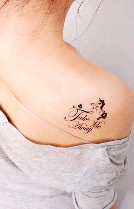 Simple shoulder unicorn tattoo