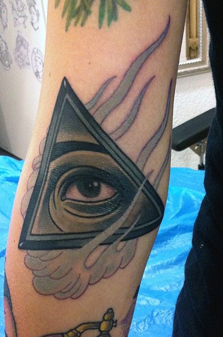 Simple triangle eye tattoo