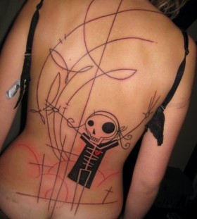 Skeleton back tattoo by Yann Black