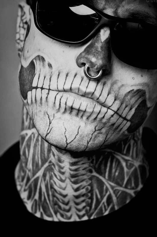 Skelleton face tattoo 2