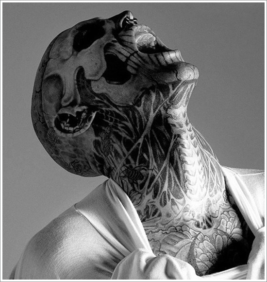 Skelleton face tattoo