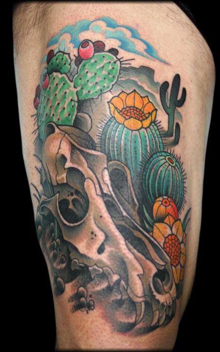 Skull and cactus tattoo