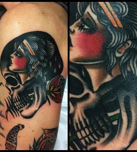 Skull and rose tattoo by James McKenna