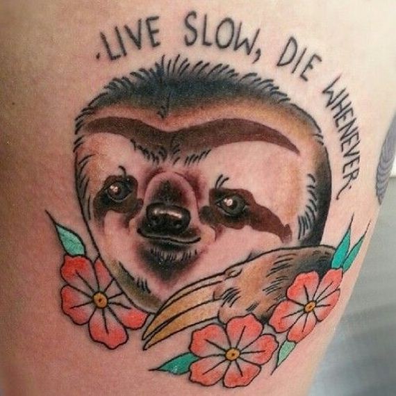Sloth and quote tattoo