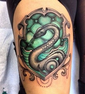 Slytherin Crest tattoo by Eva Huber