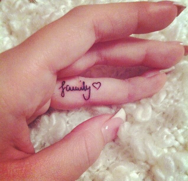 Small fingers heart and family love tattoo