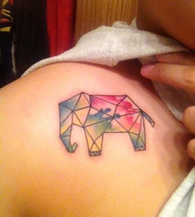 Small geometric elephant tattoo