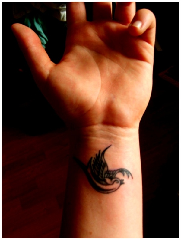 Small swallow wrist tattoo
