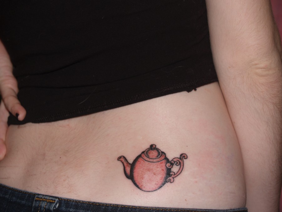 Small teapot back tattoo