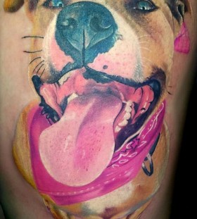 Smiling lovely dog's tattoo