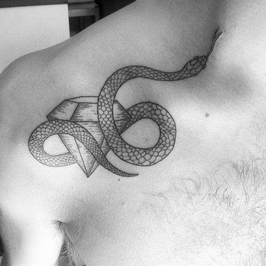 Snake and diamond tattoo