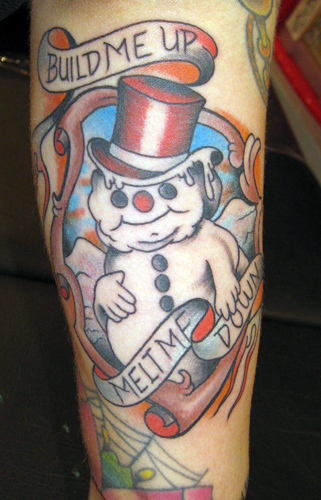 Snowman and quote tattoo