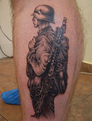 Soldier tattoo on leg