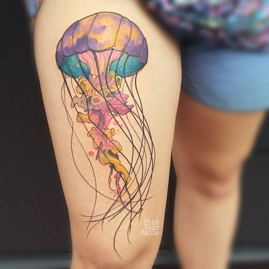 space-jellifish-watercolor-tattoo