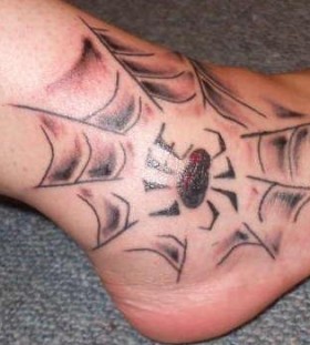 Spider web ankle tattoo