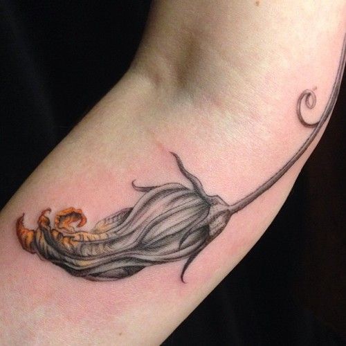 Squash blossom tattoo by Esther Garcia