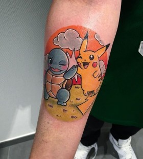 Squirtle and Pikachu Pokemon tattoo