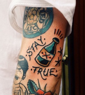 Stay true bottle tattoo