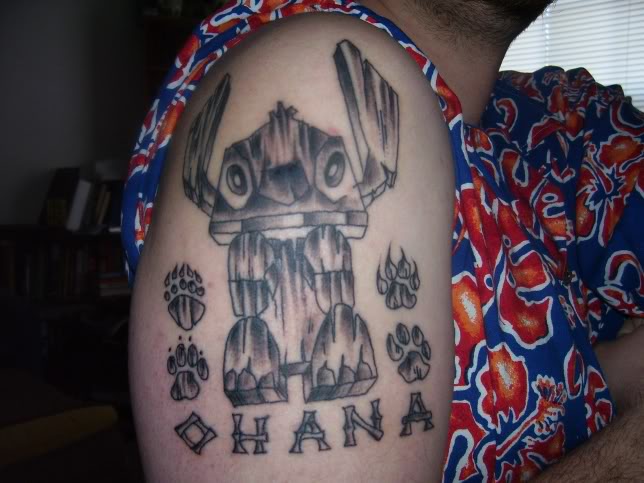 Stitch ohana arm tattoo