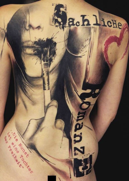 Stunning back tattoo by Florian Karg