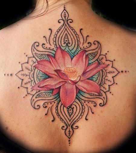 Stunning lotus tattoo by Jessica Brennan