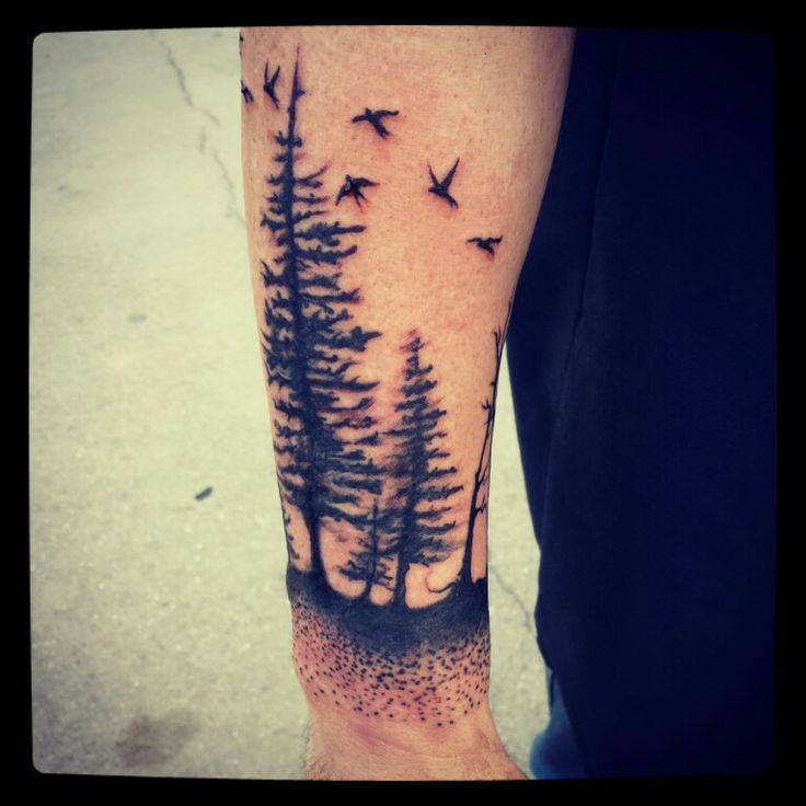Stunning pine tree arm tattoo