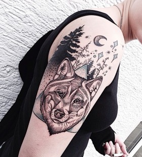 Stunning wolf arm tattoo