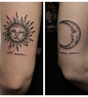 Sun and moon tattoos