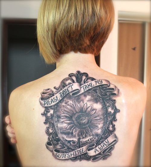Sunflower frame and quote tattoo