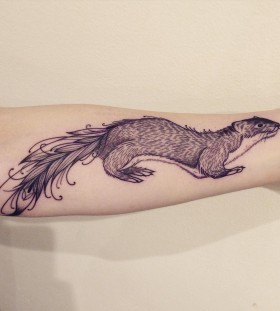 supakitch-bleunoir-ferret-blackwork-tattoo