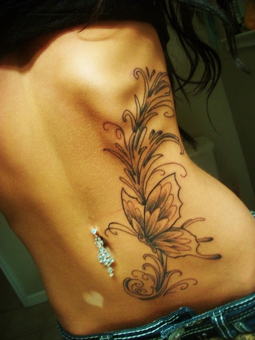 Sweet butterfly stomach tattoo
