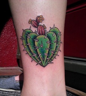 Sweet cactus leg tattoo