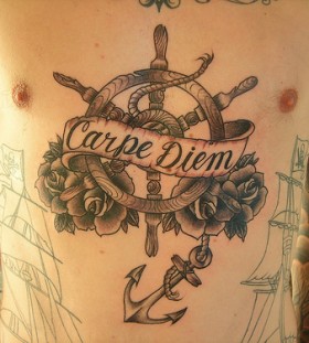 Sweet carpe diem wheel tattoo