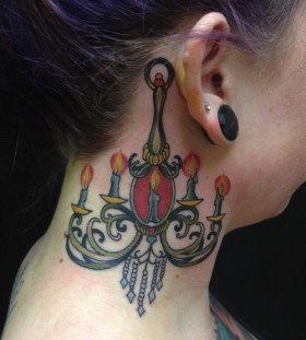 Sweet chandelier neck tattoo