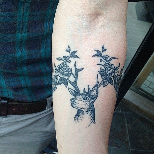 Sweet deer tattoo by Rebecca Vincent