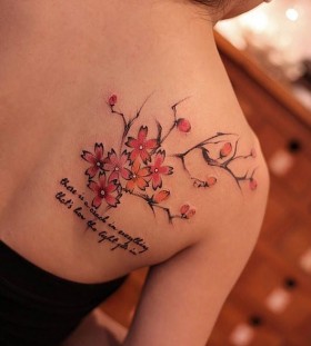 Sweet flowers back tattoo by Chen Jie