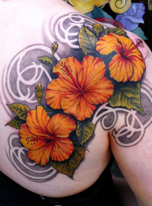 Sweet flowers back tattoo by Jon Mesa