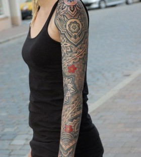 Sweet full arm tattoo by Gerhard Wiesbeck