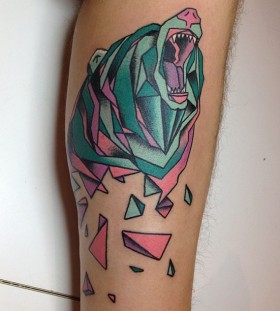 Sweet geometric bear tattoo