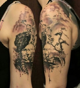Sweet landscape arm tattoo