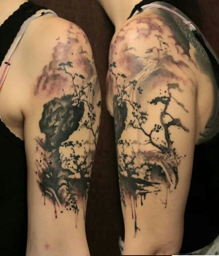Sweet landscape arm tattoo