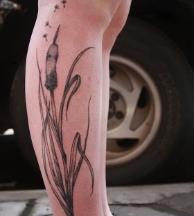 Sweet leg tattoo by Rachel Hauer